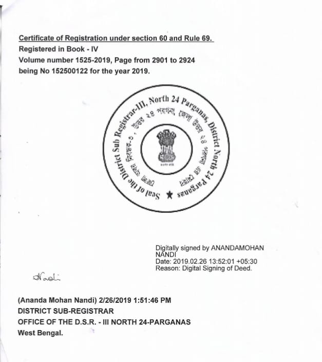 Registration certificate